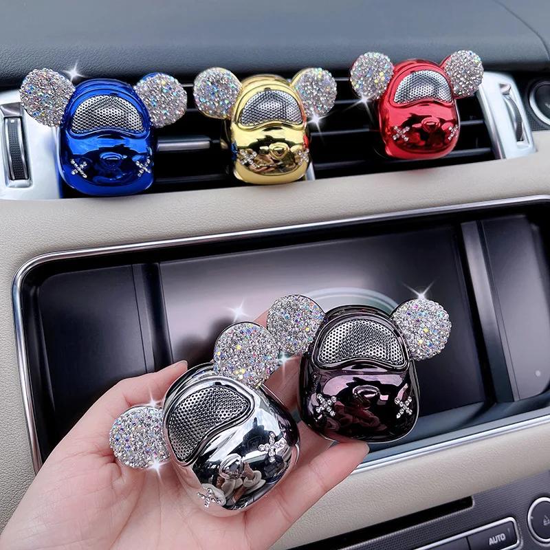 Car Perfume Air Outlet Freshener Aromatherapy Clip Diamond Violent Bear Glossy Car Interior Assessoires for Women Bl